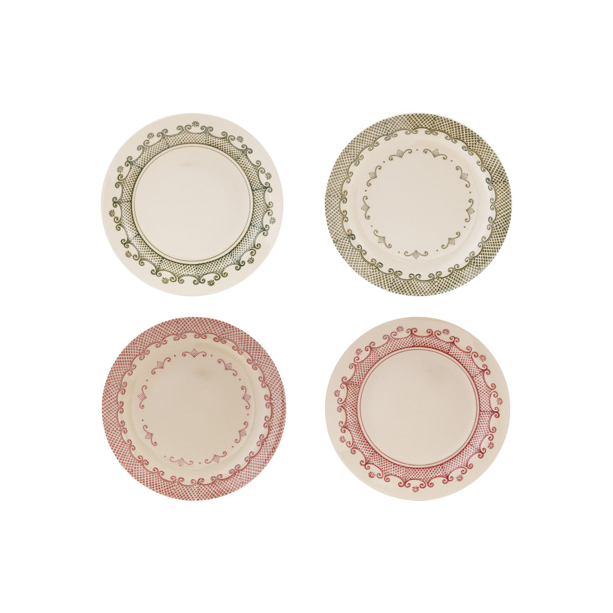 Creative Co-Op -Stoneware Plate with Pattern (4 Styles)