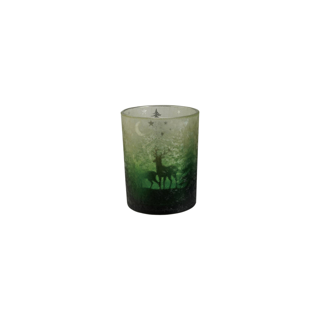 Creative Co-Op - Mercury Glass Tealight/Votive Holder w/ Etched Scene