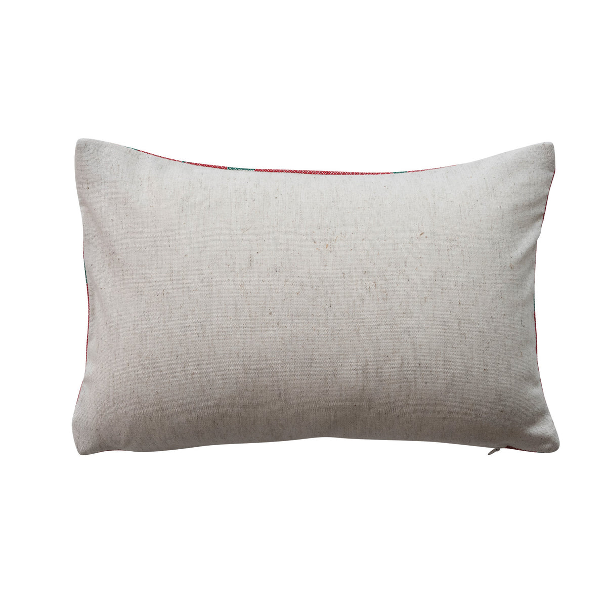 Creative Co-Op - Cotton embroidered Lumbar Pillow W/Polka Dot Pattern Don't Get Your Tinsel in a Tangel