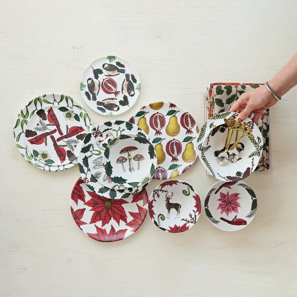 Creative Co-Op -Melamine Plate w/Seasonal Botanical Patterns (Matte) (4 Styles)