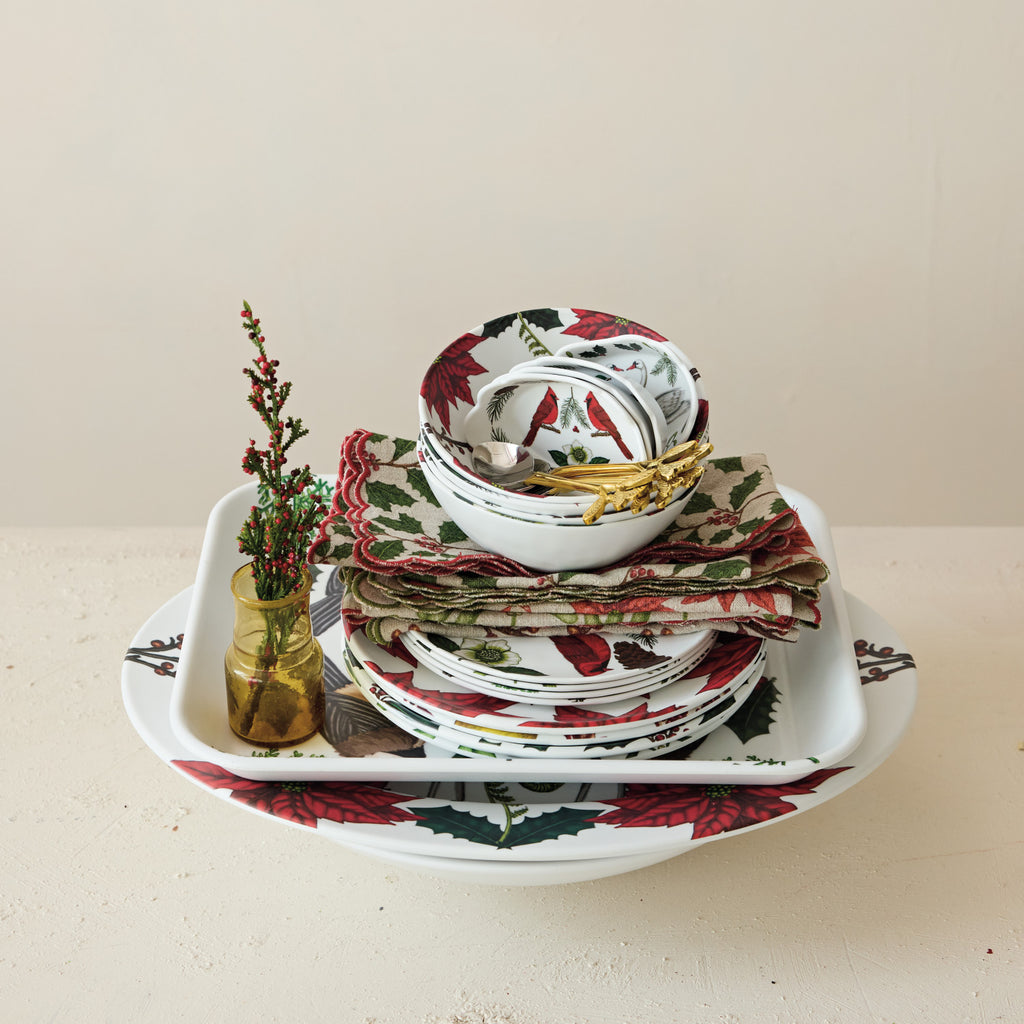 Creative Co-Op -Melamine Plate w/Seasonal Botanical Patterns (Matte) (4 Styles)