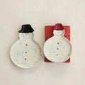 Hand - Painted Ceramic Snowman Shaped Plate ( 2 sizes)