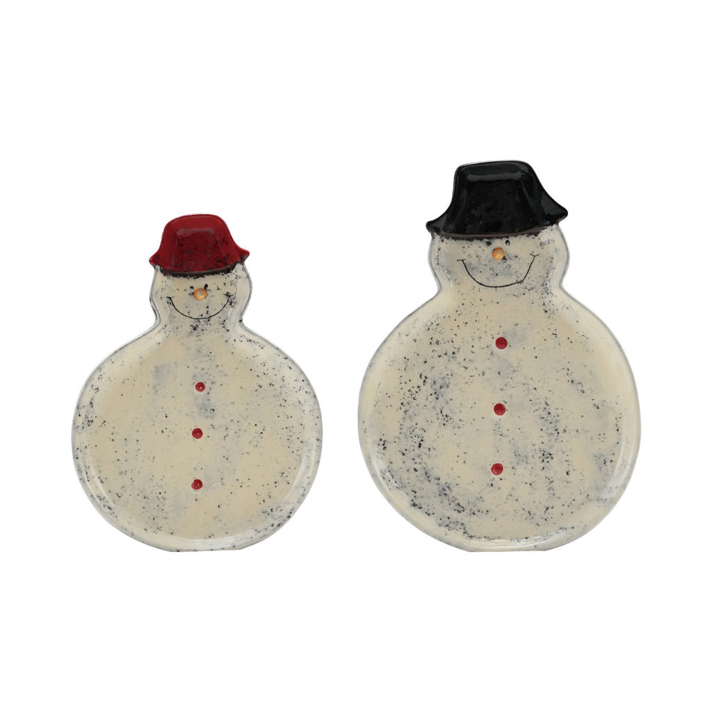 Hand - Painted Ceramic Snowman Shaped Plate ( 2 sizes)