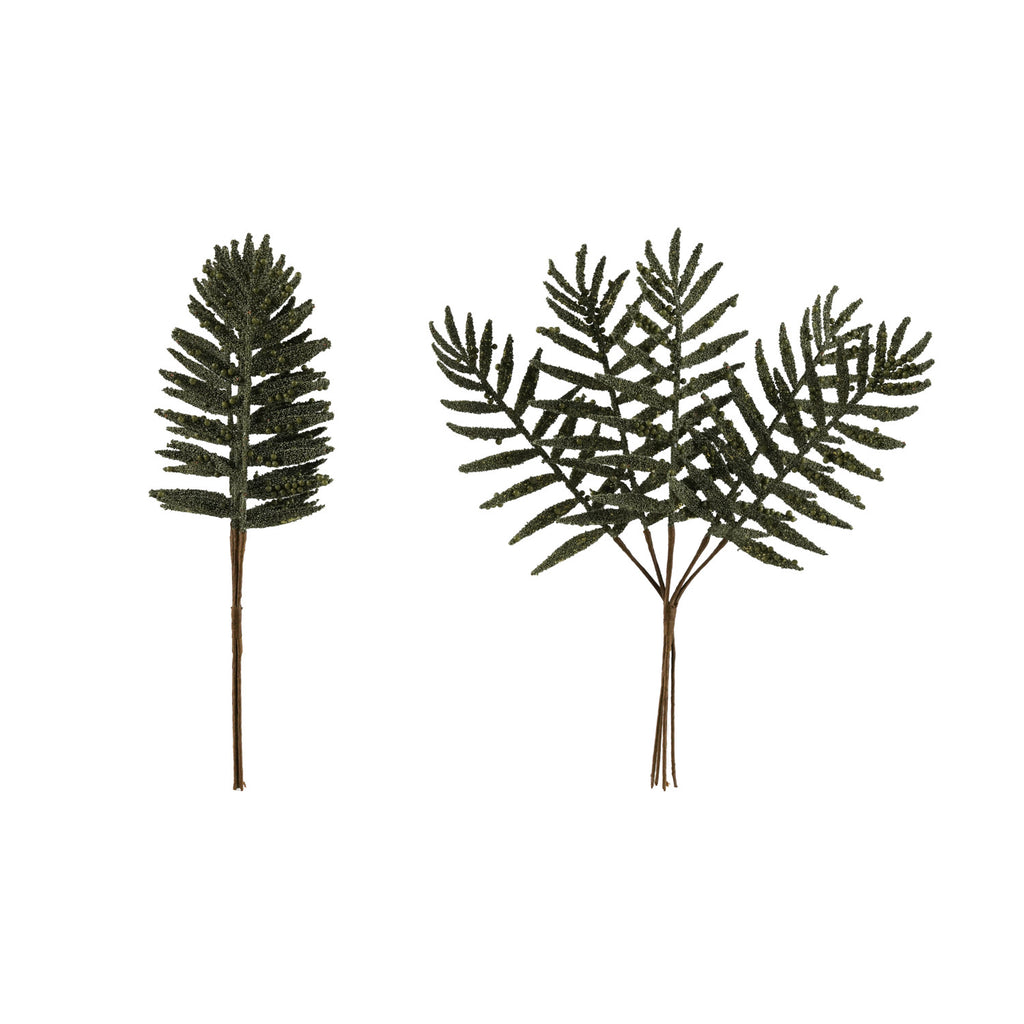 Creative Co-Op-Faux Leaf Pick w/Beads Green (contains 5 pieces)