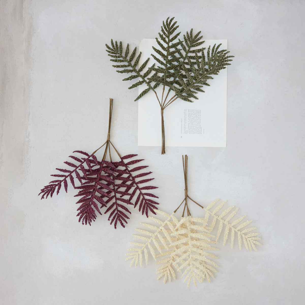 Creative Co-Op-Faux Leaf Pick w/Beads Burgundy (contains 5 pieces)