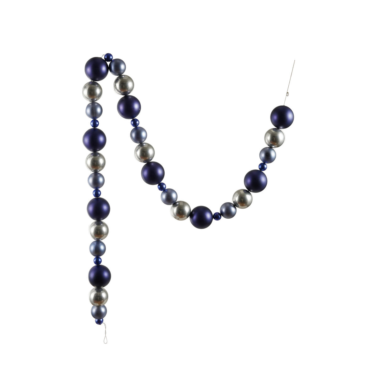 Creative Co-Op-Plastic Ball Garland, Blue & Silver Finish