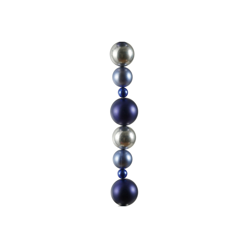 Creative Co-Op-Plastic Ball Garland, Blue & Silver Finish
