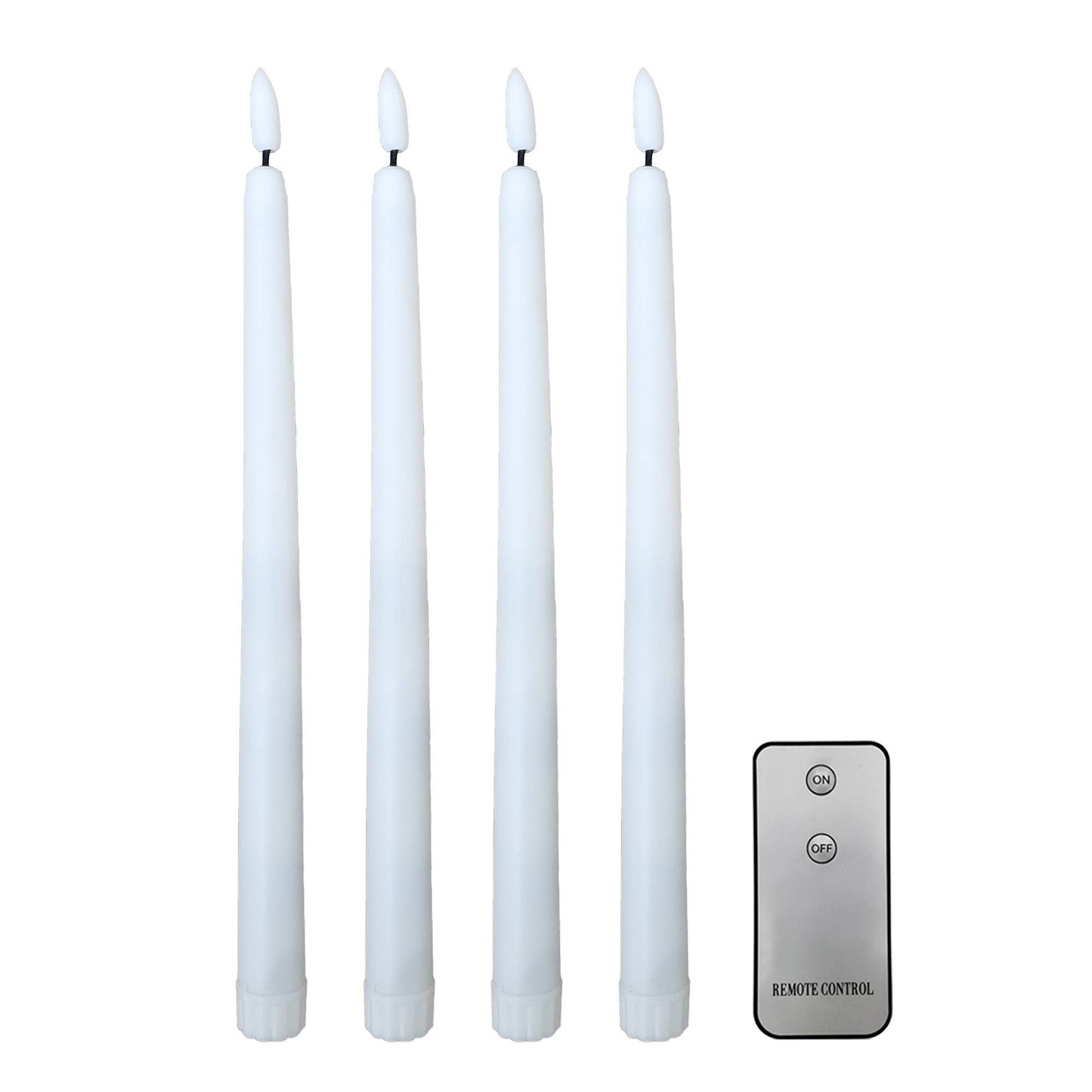 Battery Operated 3D Wick Flame Taper Candles with Remote